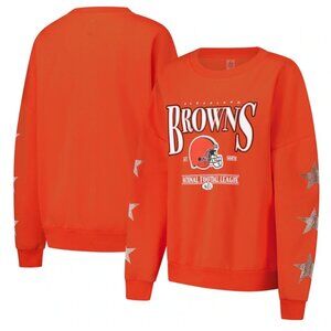 NWT Cleveland Browns Gameday Couture Women's Rhinestone Star Sleeve Sweatshirt